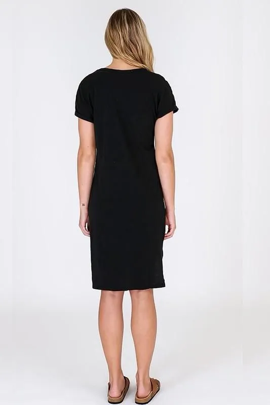 3RD Story Berlin Cotton Tunic Dress with High Low Hemline in Black