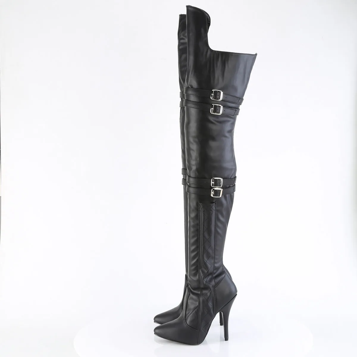 5 Inch Heel SEDUCE-3080 Black Stretch Pu