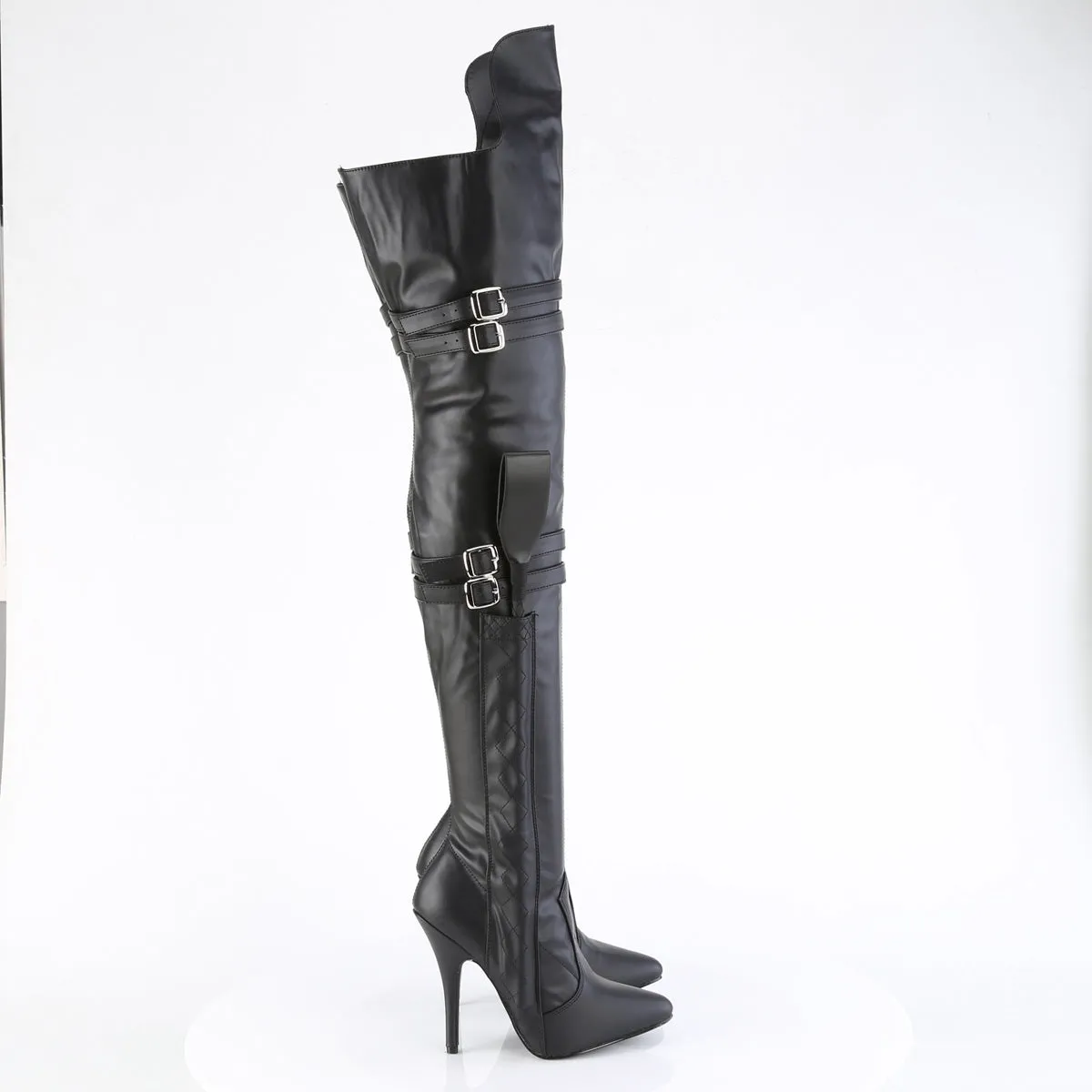 5 Inch Heel SEDUCE-3080 Black Stretch Pu