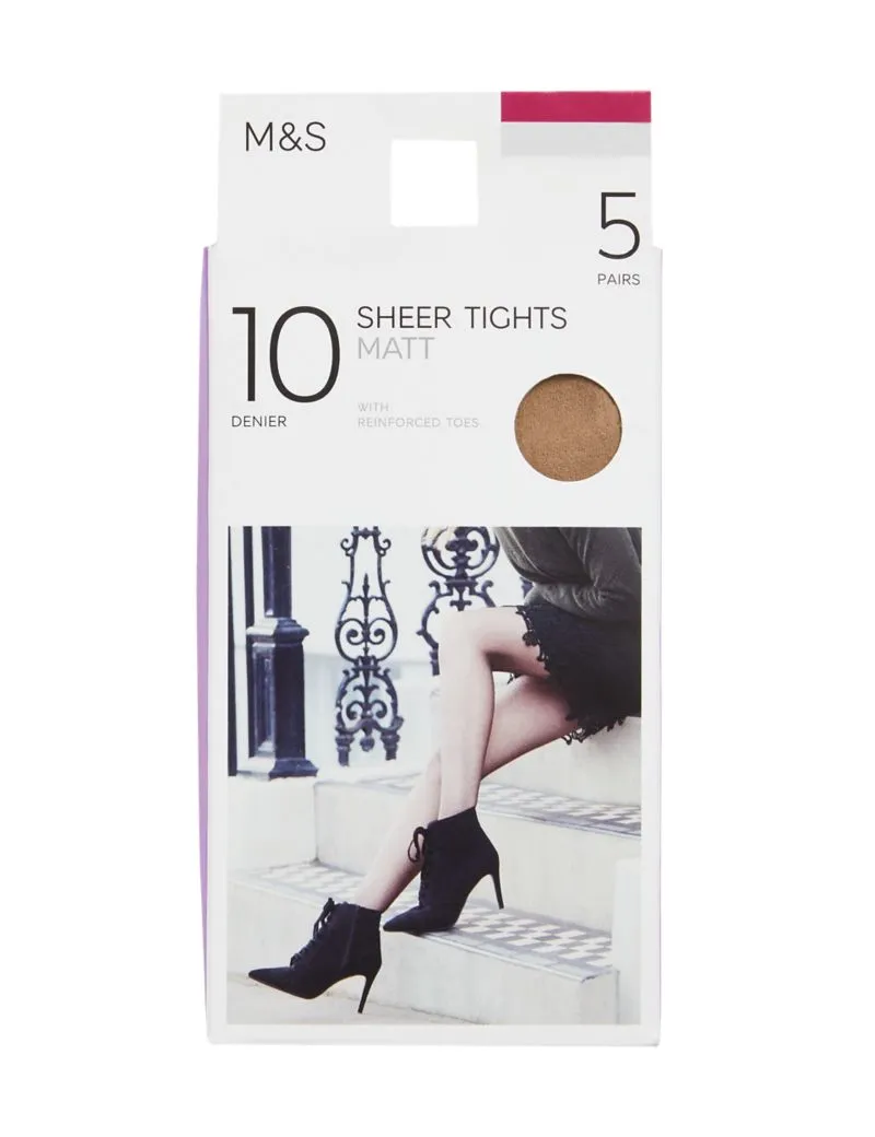 5pk 10 Denier Tights