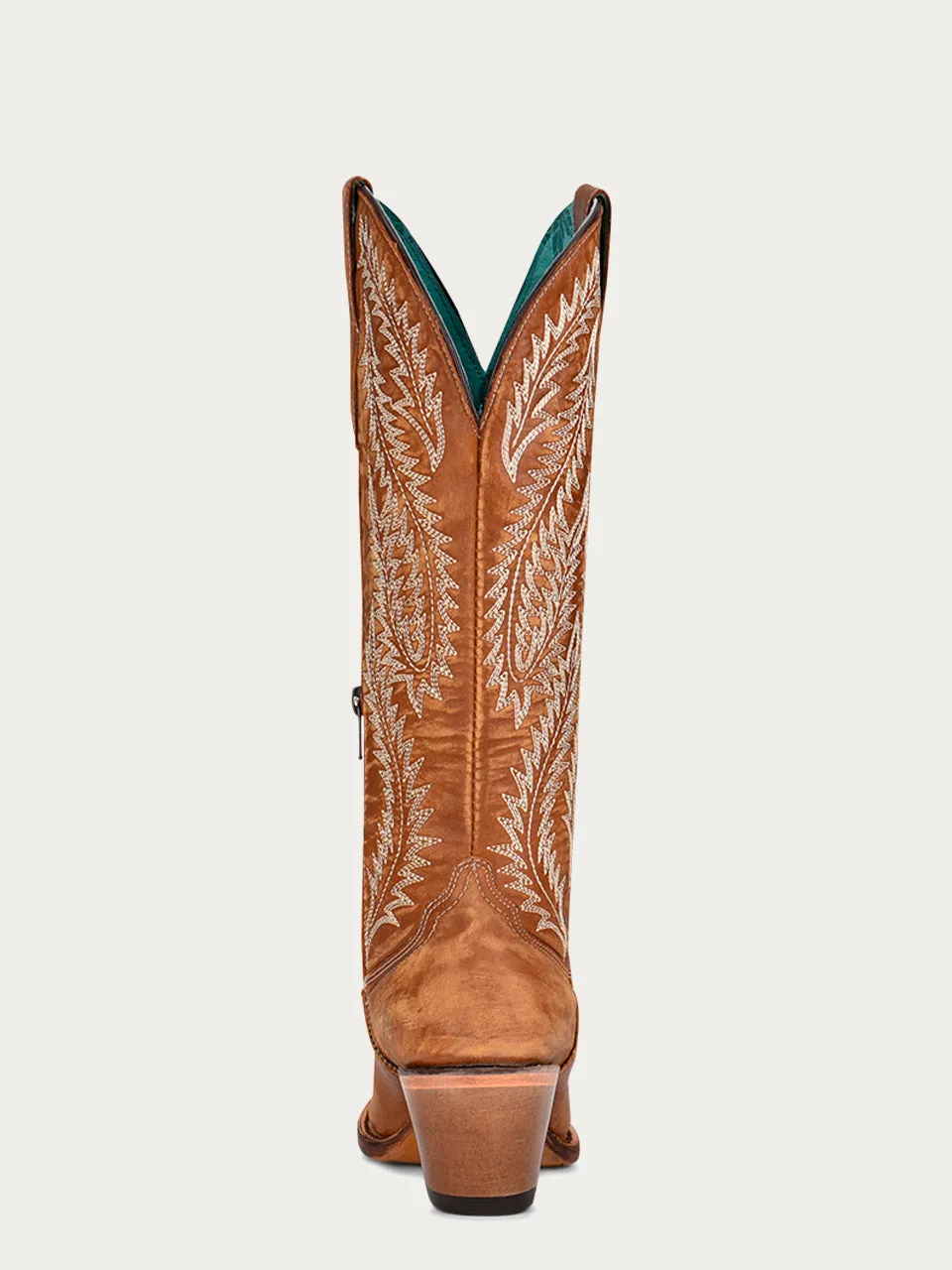 A4216 - WOMEN'S WHITE EMBROIDERY TAN SNIP TOE COWBOY BOOT