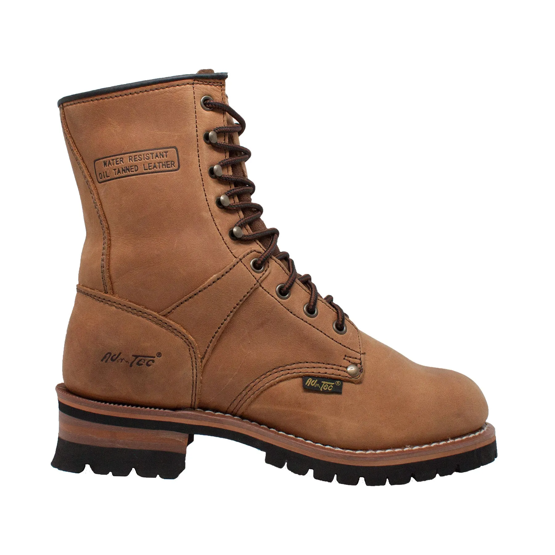 AdTec Mens Brown 9in Logger Crazy Horse Leather