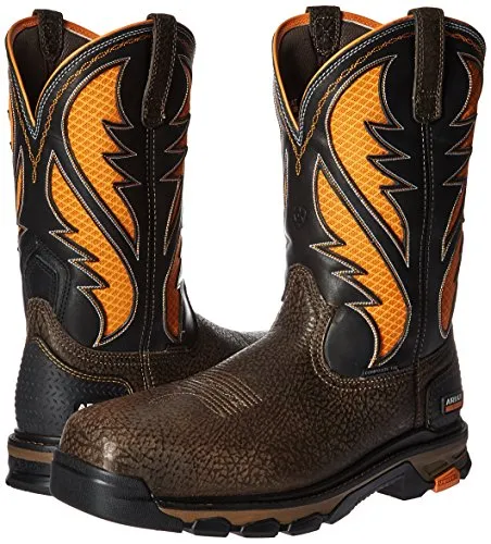 ARIAT Men's Intrepid Venttek Composite Toe Work Boot, Cocoa Brown/Work Orange, 9 Wide