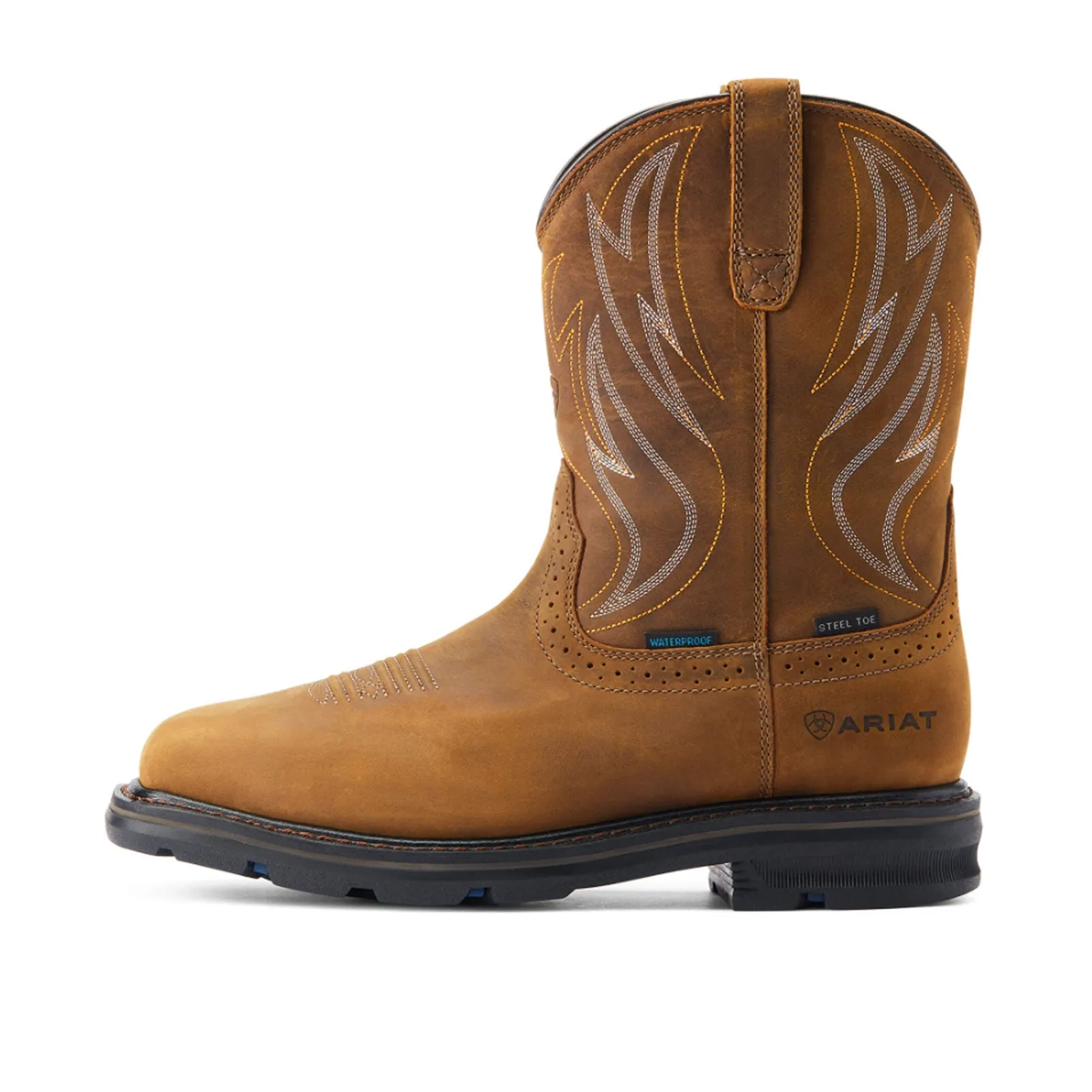 Ariat Sierra Shock Shield Waterproof Steel Toe Western Work Boot (Men) - Distressed Brown