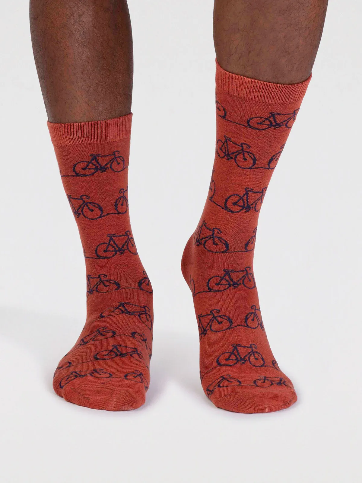 Bennie Organic Cotton Bike Socks - Clay Red