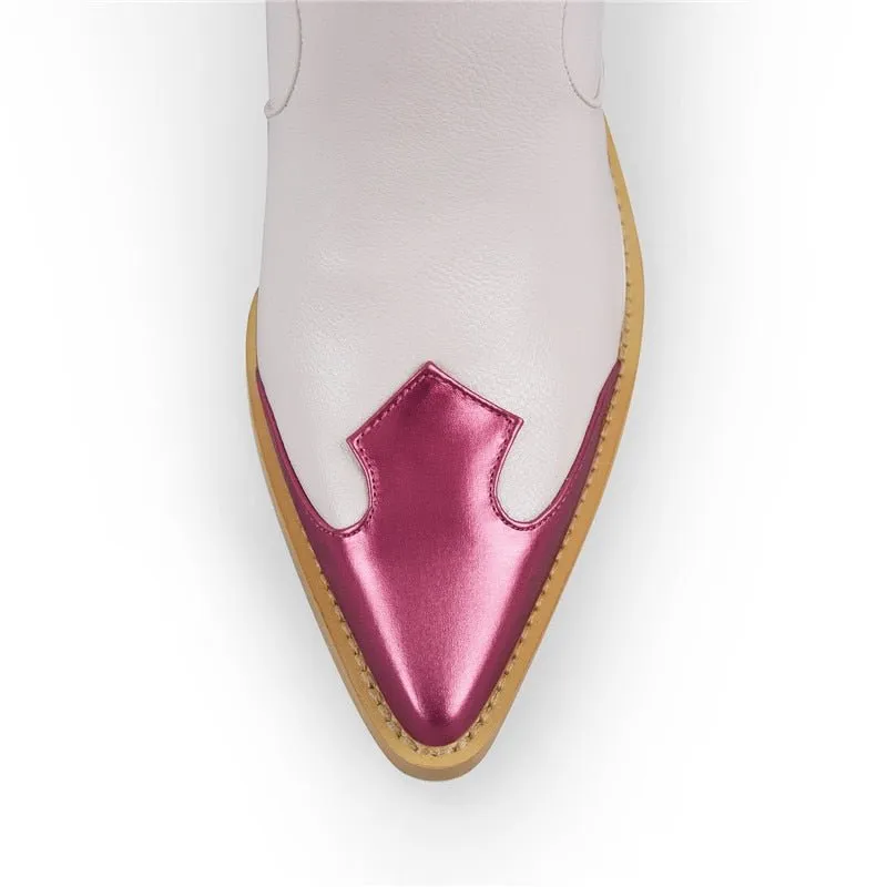 Boots Queen Tavered (White and fuchsia)