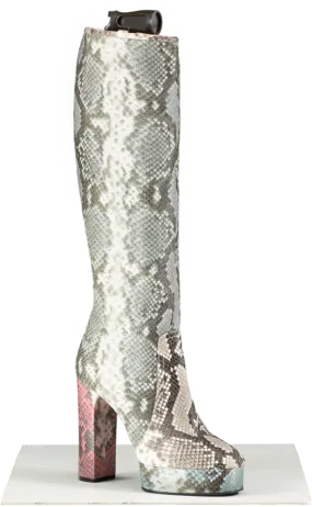 CASADEI Grey Snakeskin Knee High Boots UK 6 EU 39 👠