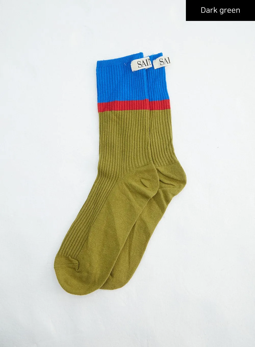 Color Block Ribbed Knit Socks IN316