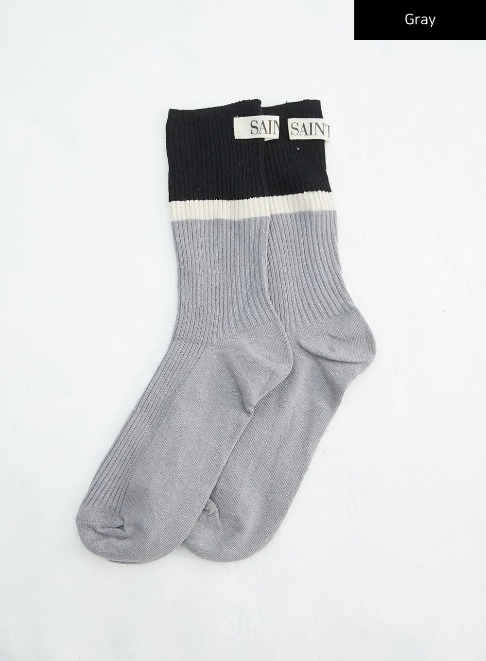 Color Block Ribbed Knit Socks IN316