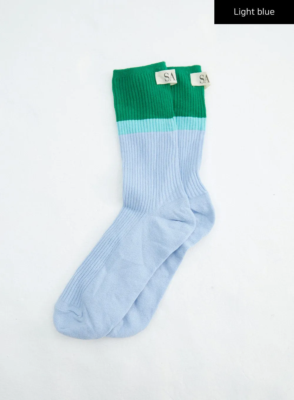 Color Block Ribbed Knit Socks IN316