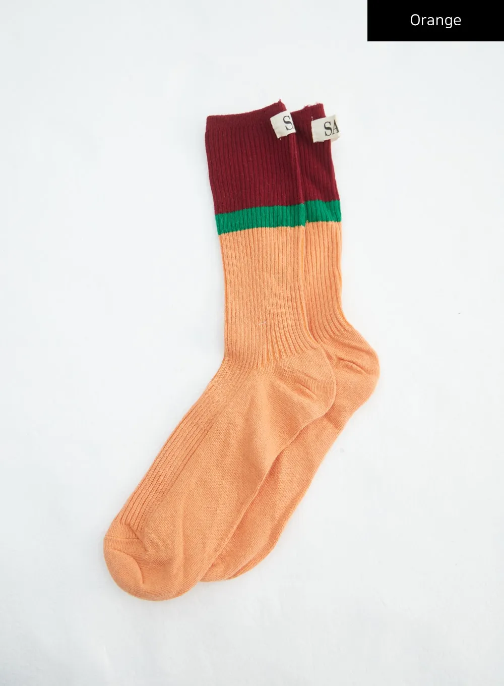 Color Block Ribbed Knit Socks IN316