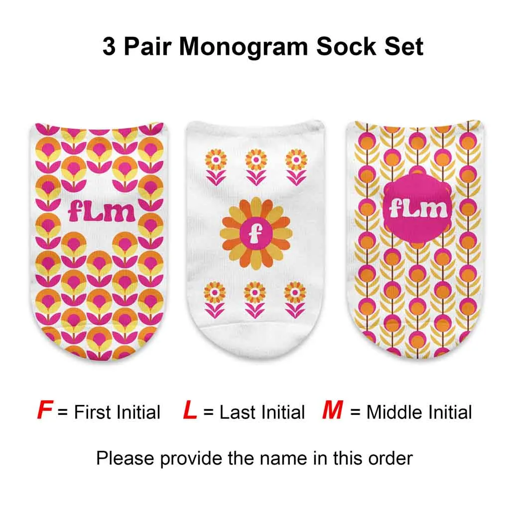 Custom Floral Pop Monogram Sock Gift Box For Women