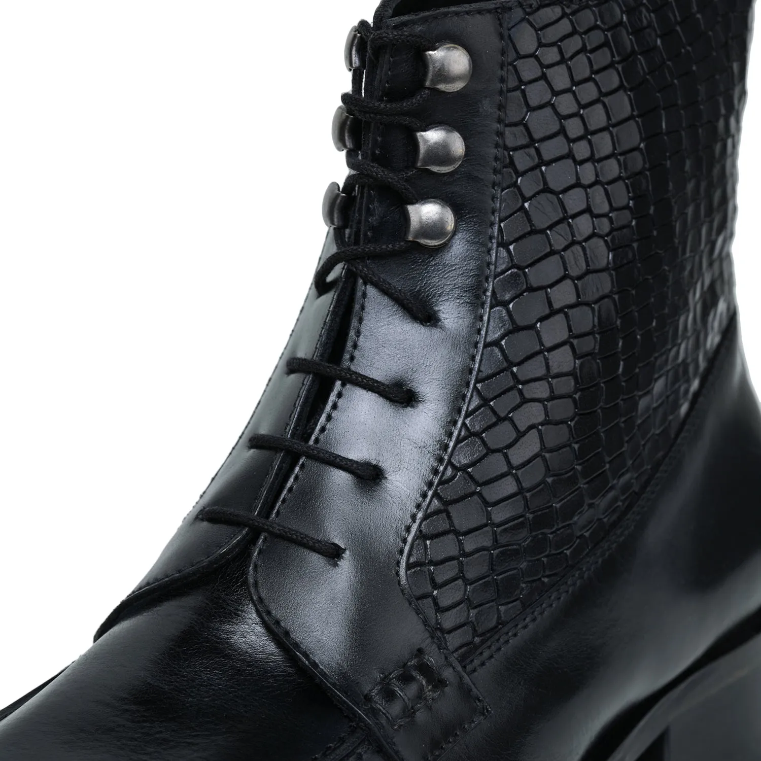 Derby Lace Up Boots - Black