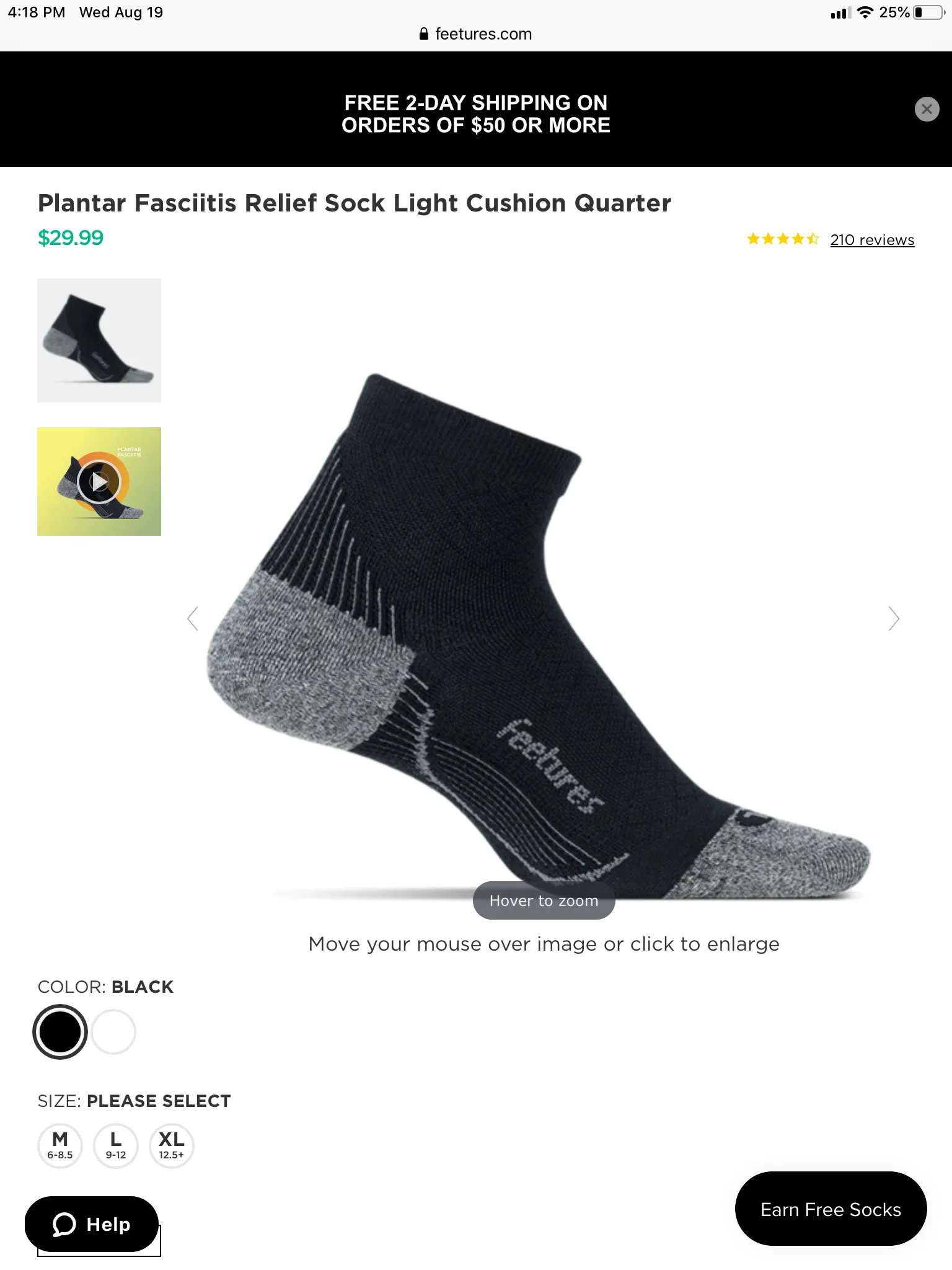 Feetures Plantar Fasciitis Relief Sock