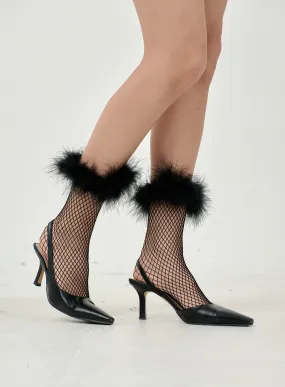 Fishnet Faux Feather Socks BD09