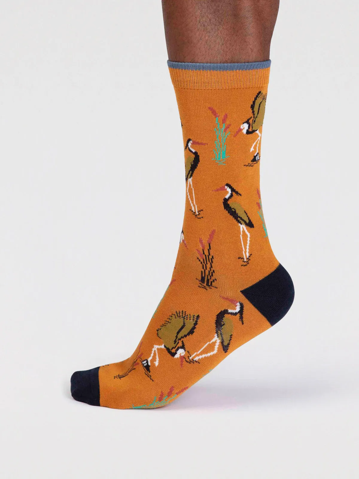 Gino Bamboo Heron Bird Socks - Turmeric Yellow