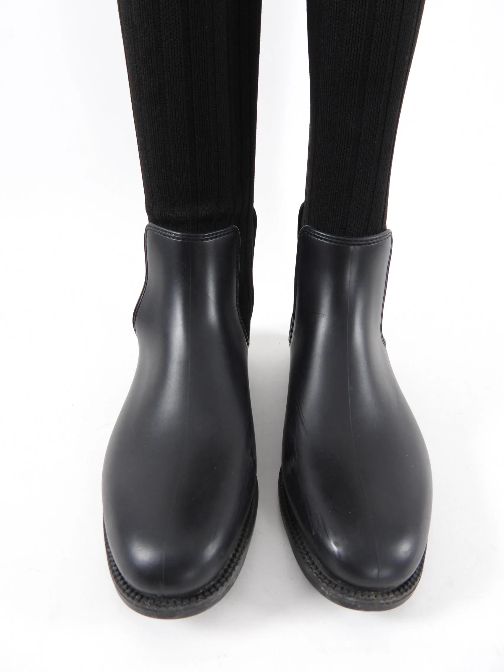 Givenchy Black and Red Stretch Fabric Over the Knee Rubber Boot - 37.5