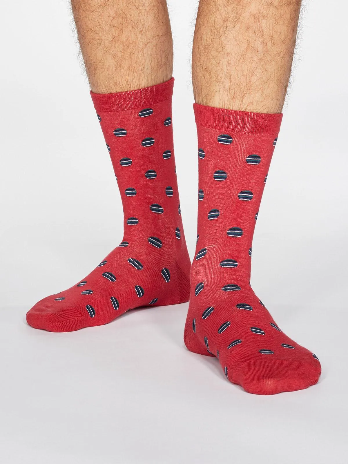 Grayson Spot Stripe Socks - Berry Red