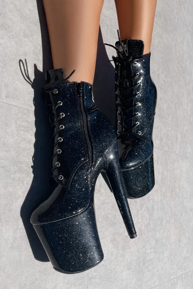 Hella Heels The Glitterati 8inch Ankle Boots - Sin City