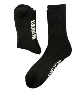 INSPORT MENS 2 PAIR CREW BLACK SOCKS 8-12