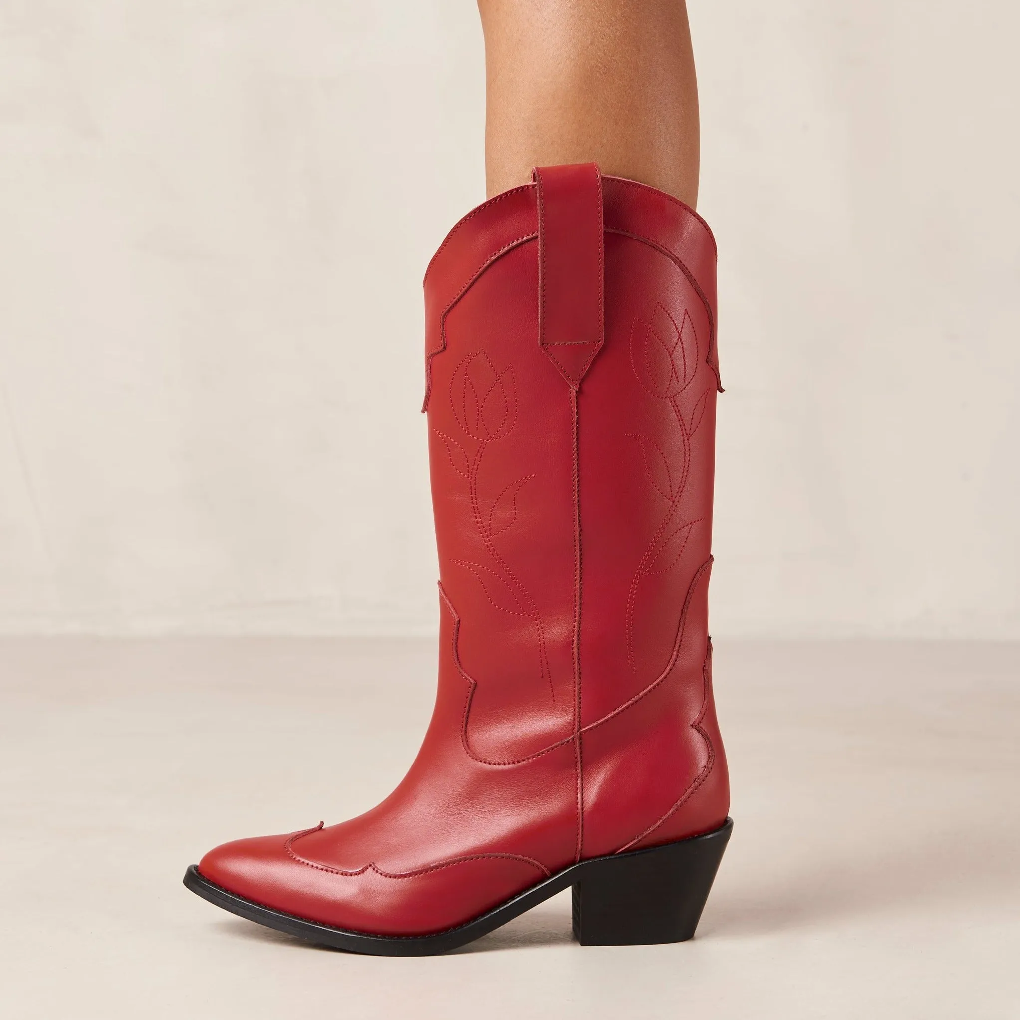 Liberty Red Leather Boots