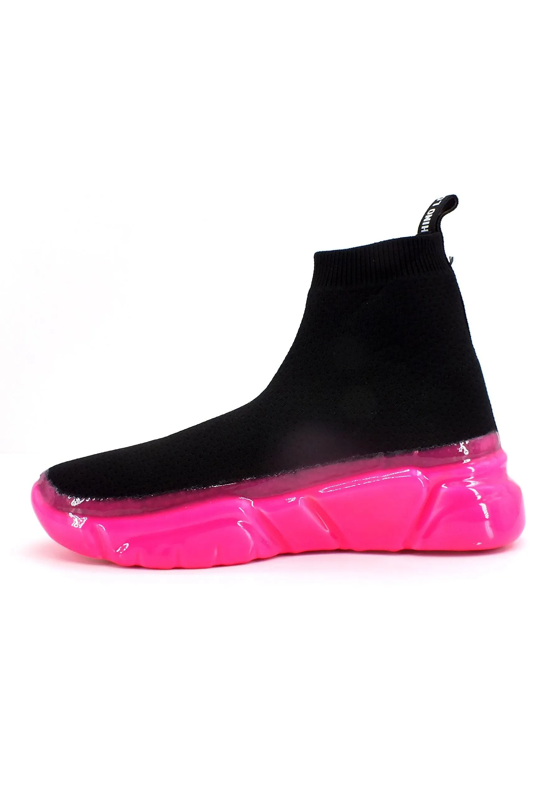 LOVE MOSCHINO Sneaker Elastic Sock Donna Nero Fuxia Fluo JA15463G1GIZC00A