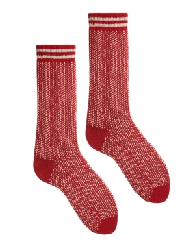 Men's Nordic Birdseye Wool Cashmere Crew Socks (Red)