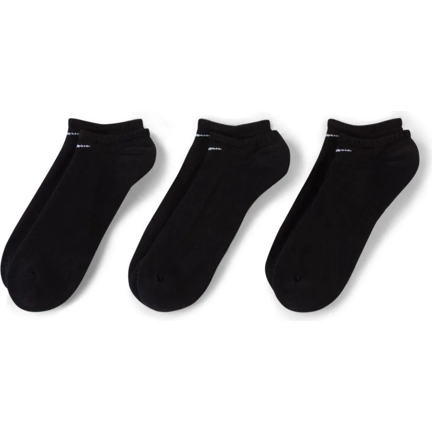 NIKE UNISEX PERFORMANCE CUSHION NO-SHOW TRAINING BLACK SOCK (3 PAIR)