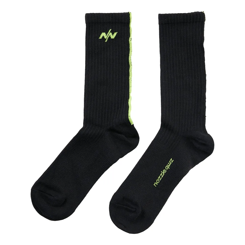 NINE POINT NINE ALL TERRAIN SOCK PACK BY NOZZLE QUIZ-FLUORESCEIN/BLK