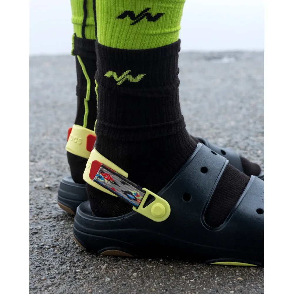 NINE POINT NINE ALL TERRAIN SOCK PACK BY NOZZLE QUIZ-FLUORESCEIN/BLK