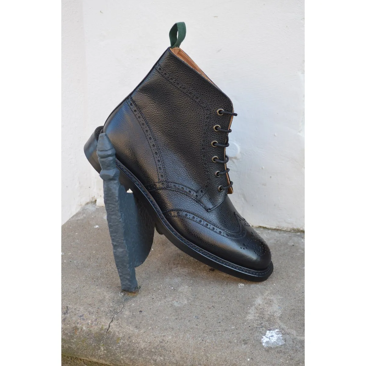 NPS HEATH Brogue Boots - Black Grain with Itshide Sole