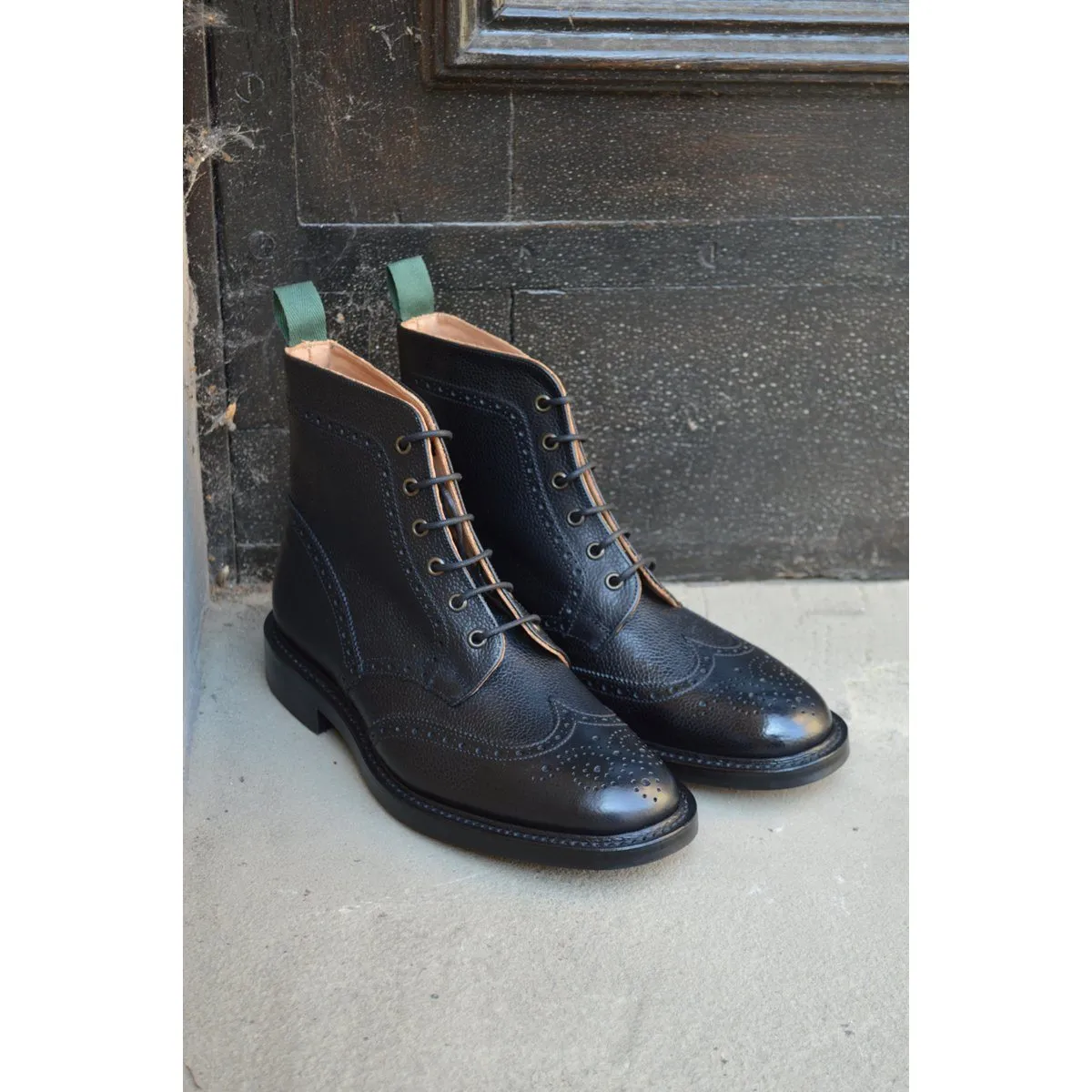 NPS HEATH Brogue Boots - Black Grain with Itshide Sole