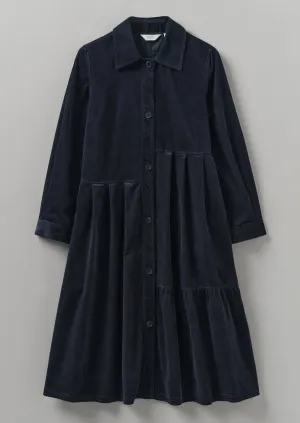 Panelled Organic Needlecord Dress | Navy