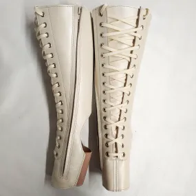 Pearl Cream Aerial boots w/ FRONT Lacing  ZIP