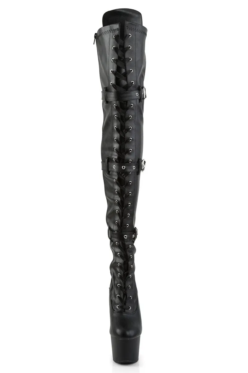 Pleaser USA Adore-3028 7inch Thigh High Pleaser Boots - Matte Black