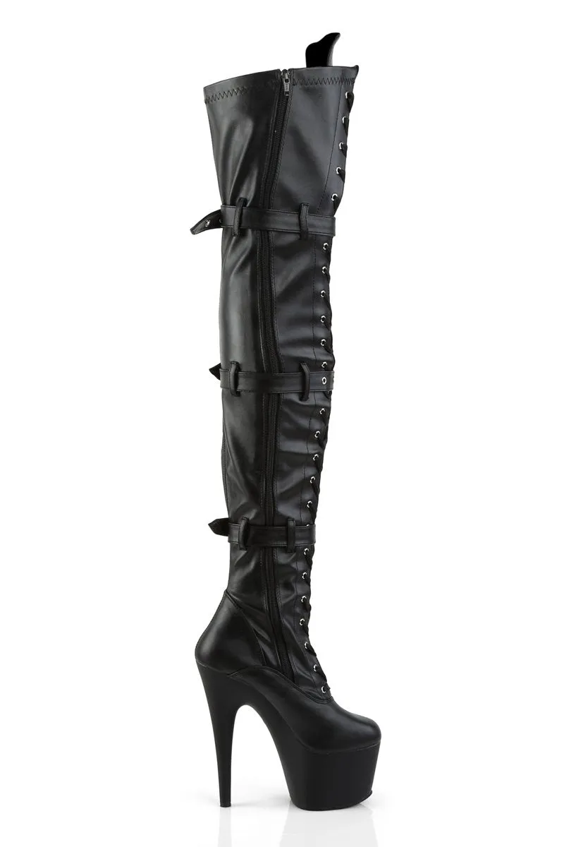 Pleaser USA Adore-3028 7inch Thigh High Pleaser Boots - Matte Black