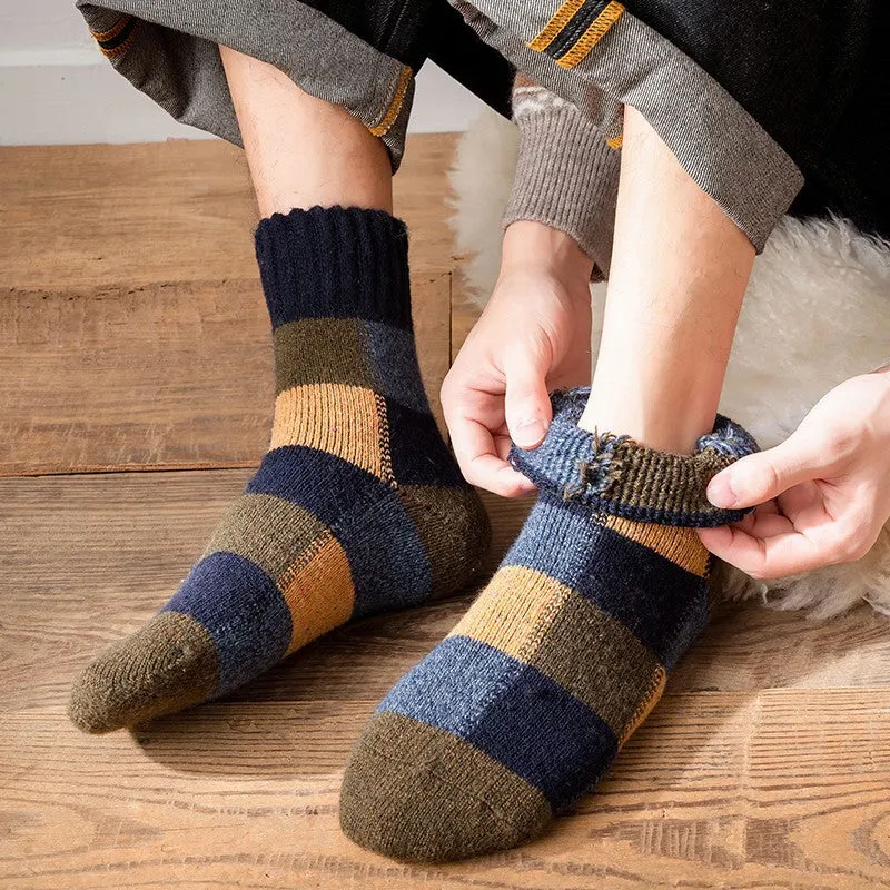 Thickened Fleece-Lined Warm Retro Extra Thick Plaid Tube Socks