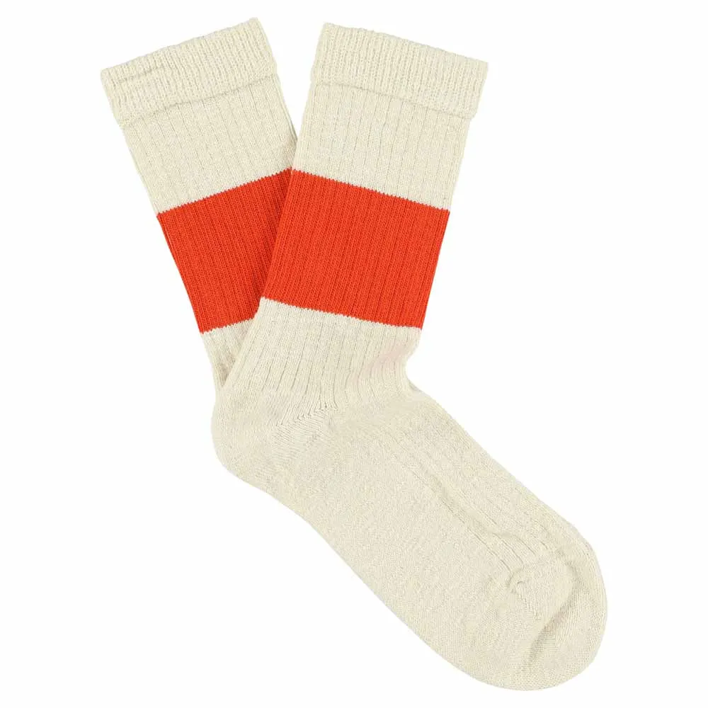 Women Melange Band Socks - Ecru / Orange