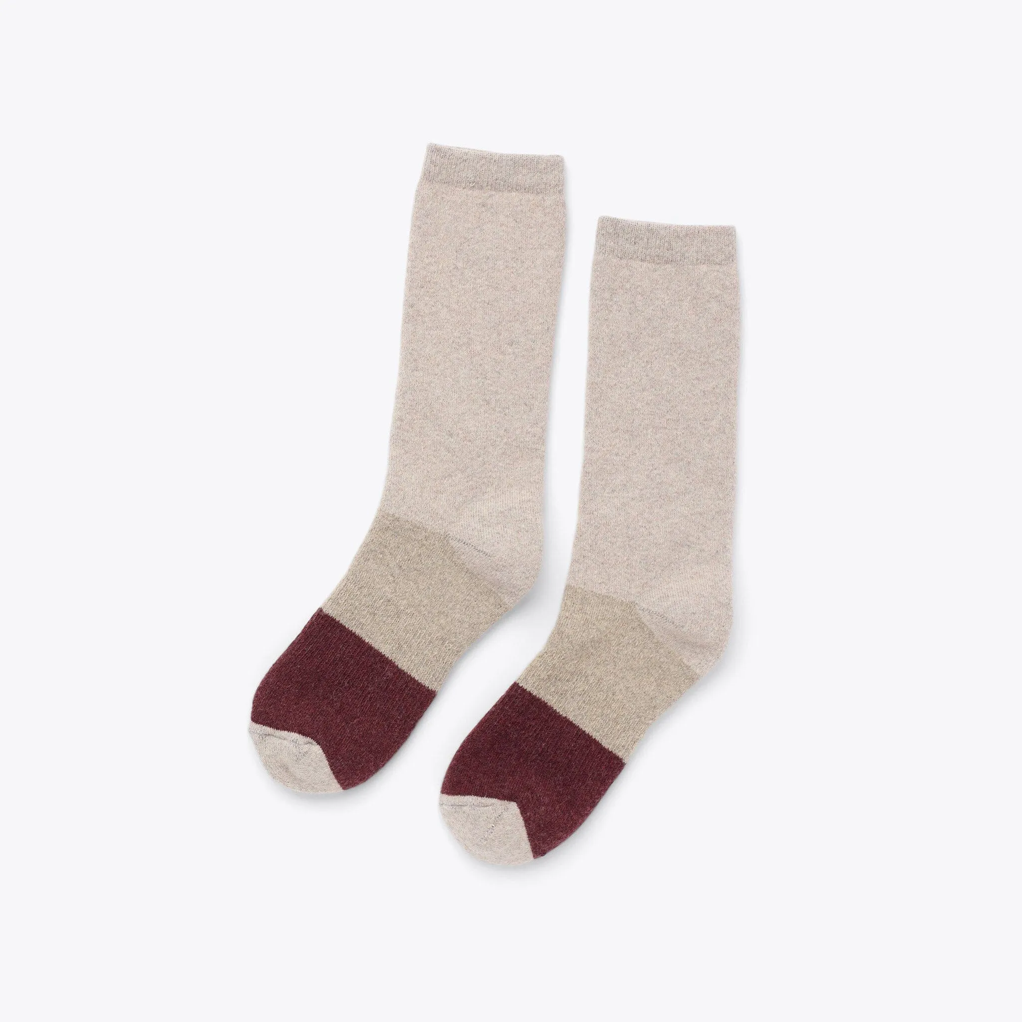 Wool Cushion Crew Hiker Sock Khaki/Burgundy